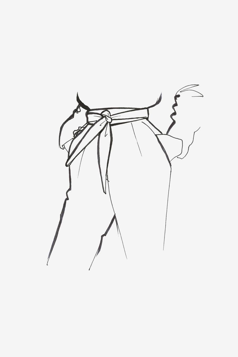 Narrow Obi Leather Belt - Sketch