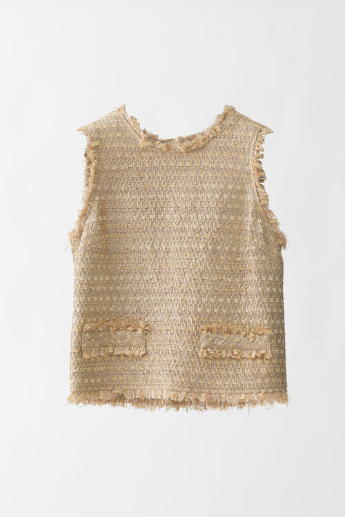 Holiday Tweed Classic Shell Top - gold - front