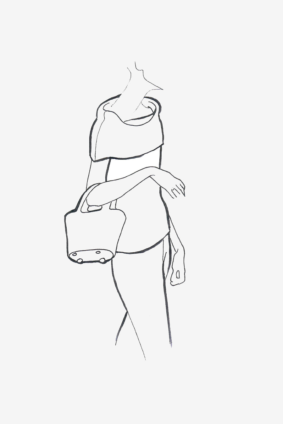 Knit Sleeveless Top with High Collar - sketch