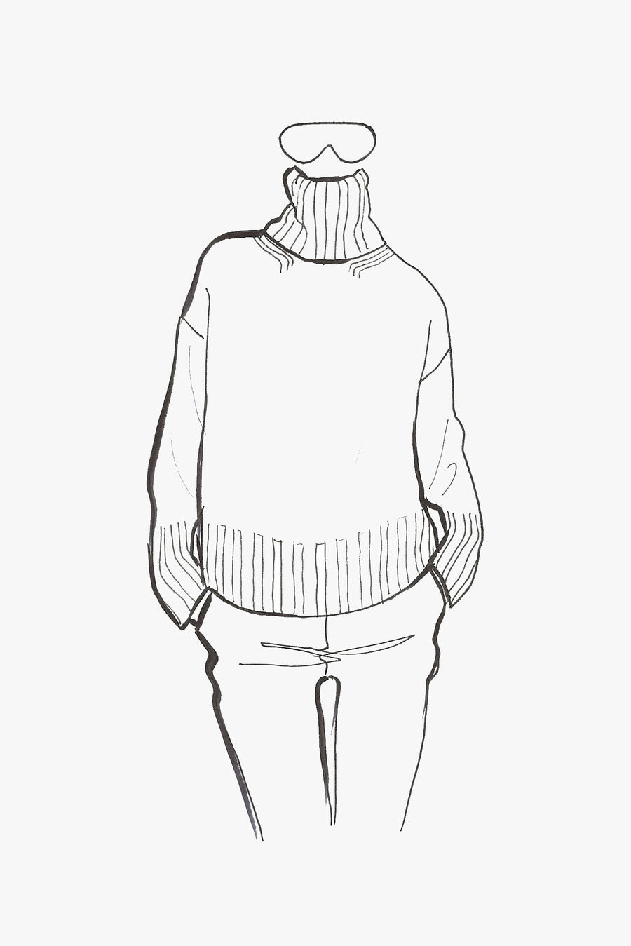 Cashmere Long Sleeved Pullover with Turtleneck - sketch