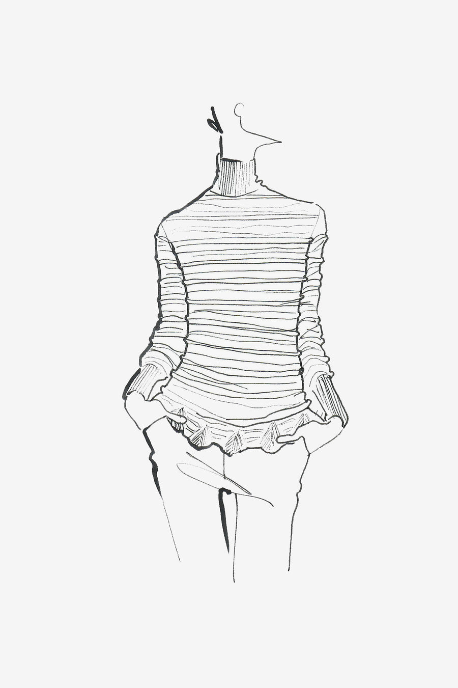 Alpaca Wool Pullover with Turtleneck - sketch