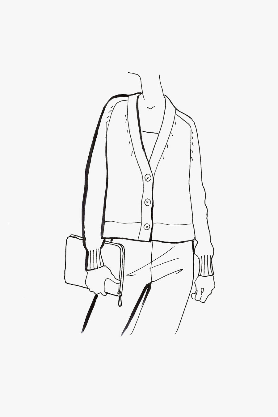 Cashmere Blend Classic Short Cardigan - Sketch
