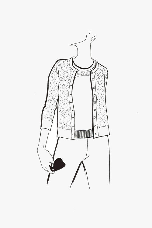 Pointelle Cardigan with handmade Button Holes - Sketch