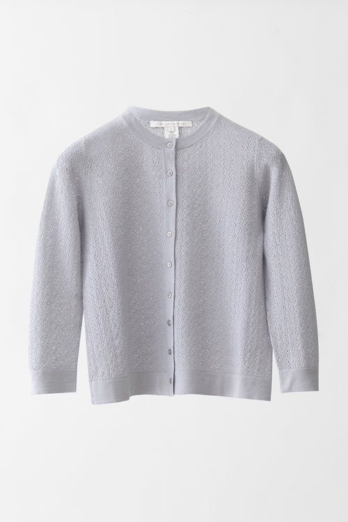 Pointelle Cardigan with handmade Button Holes - Lavender Grey (Front)