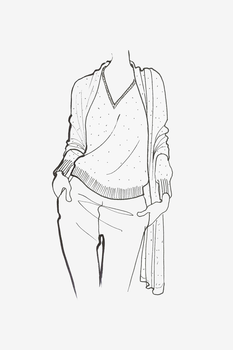 Cashmere and Silk One-End Shawl - sketch
