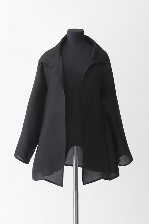 Silk Gazar Trapeze Jacket - Black (Front)
