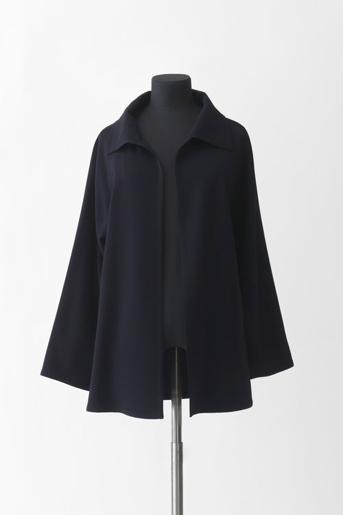 Wool Trapeze Jacket - Midnight Blue (Front)