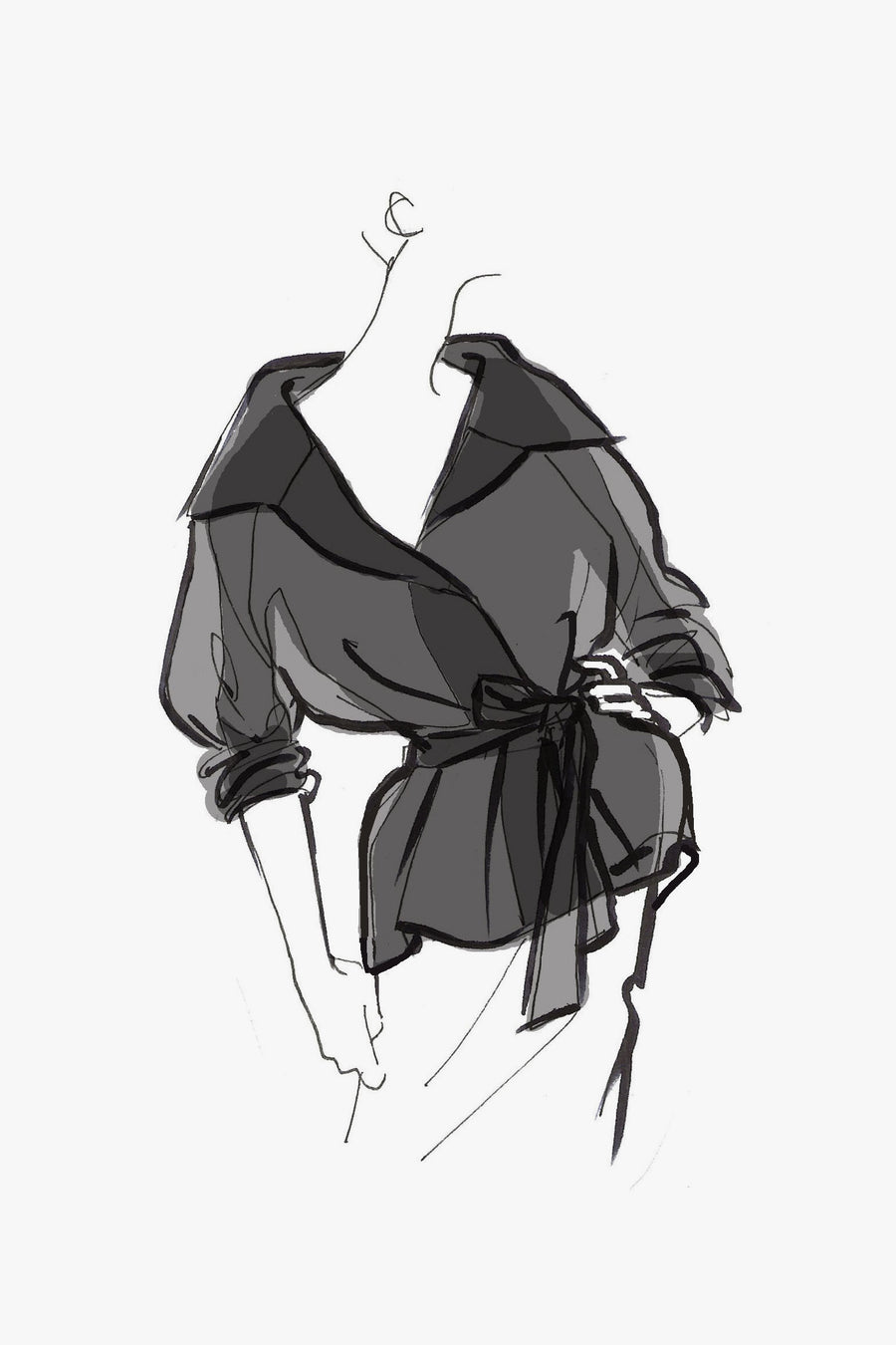 Silk Gazar Trapeze Jacket - Sketch