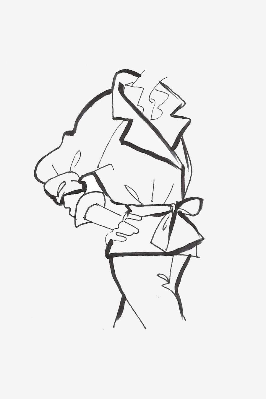 Cashmere Lightweight Jacket with Notch Collar - sketch