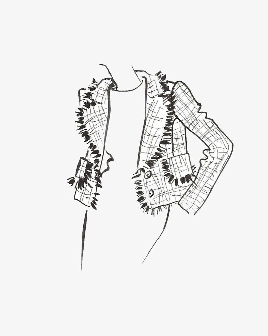 Gold Holiday Tweed Jacket with Notch Collar - sketch