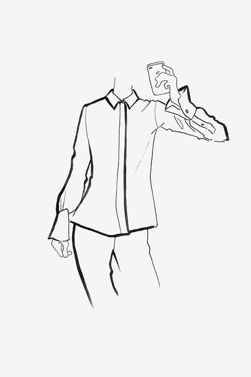 Silk Collared Shirt with French Cuffs - sketch
