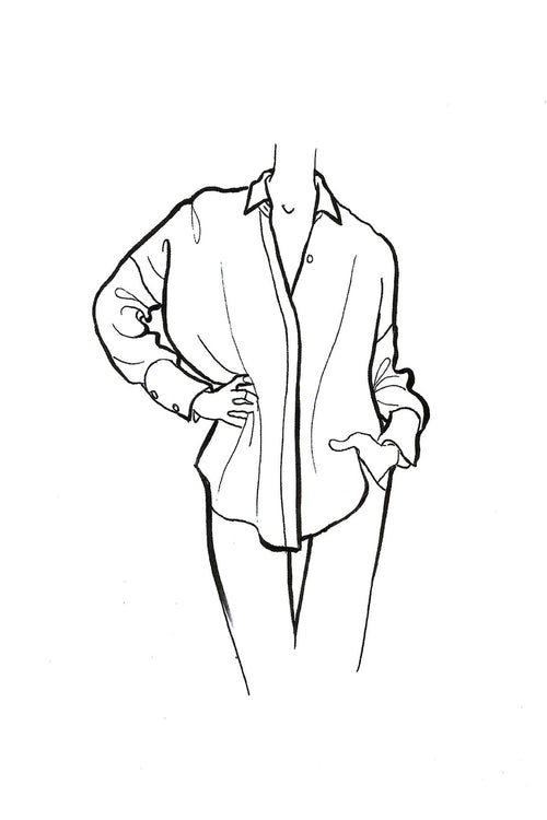 Silk Cady Oversize Shirt - sketch