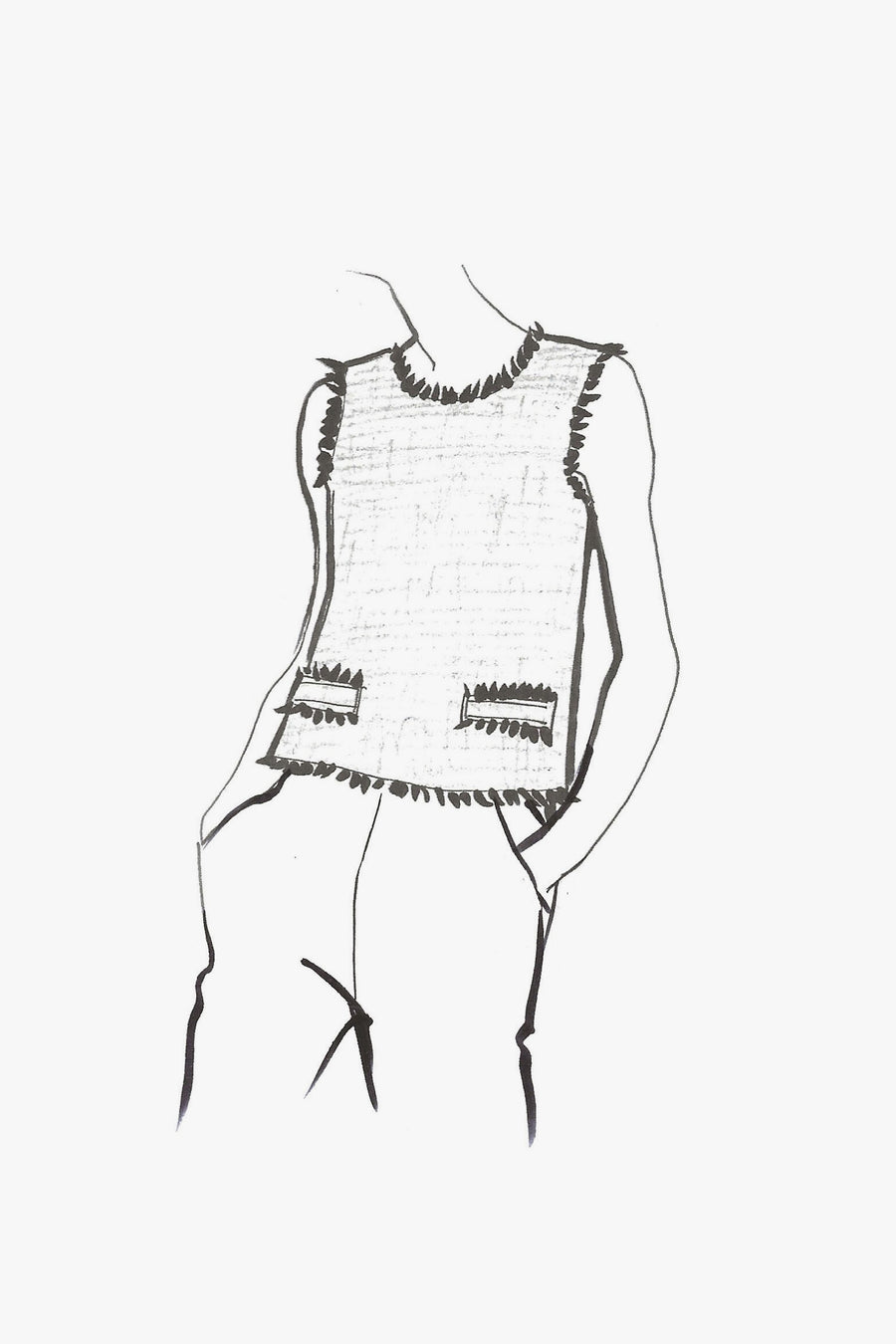 Holiday Tweed Classic Shell Top - sketch