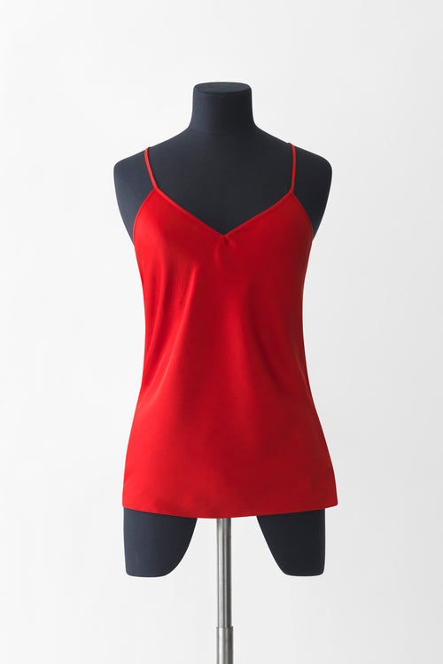 Silk Loungewear Camisole Top - scarlet red - front