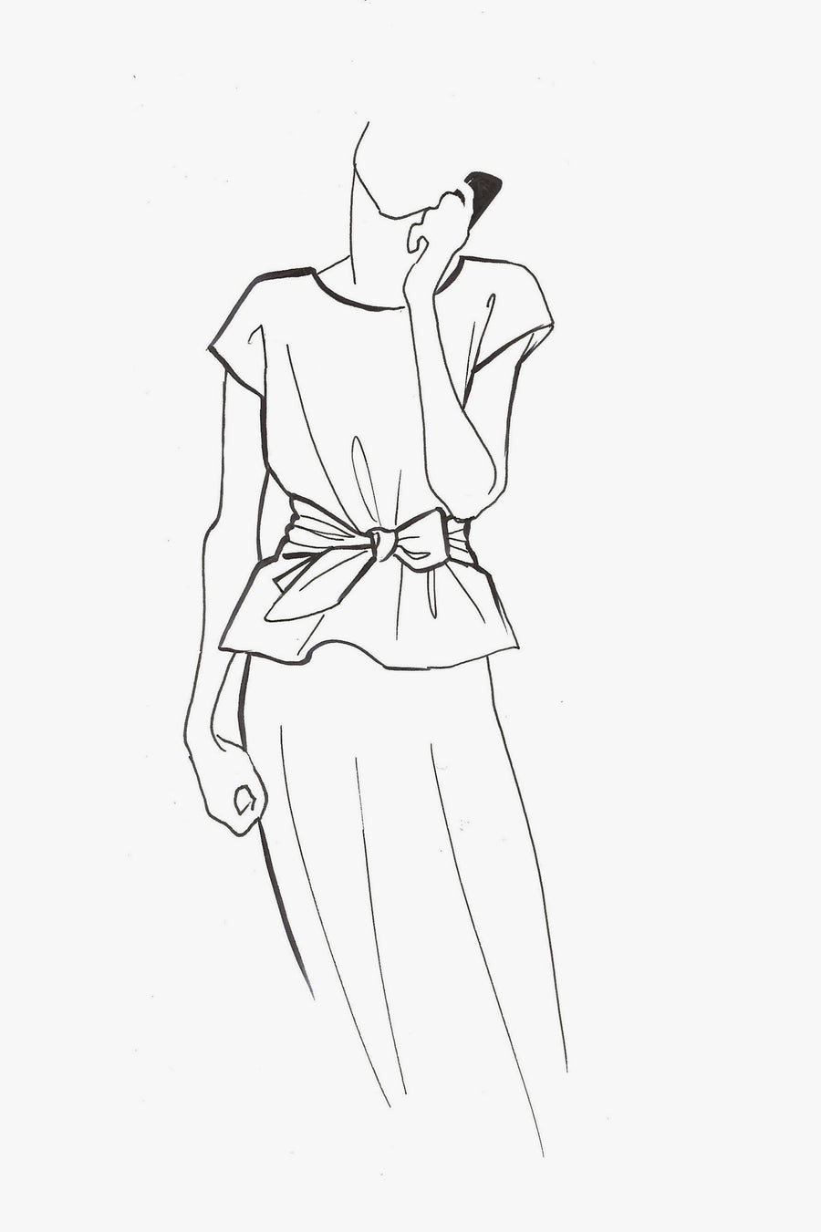 Cotton Wrap Top with V Back - sketch
