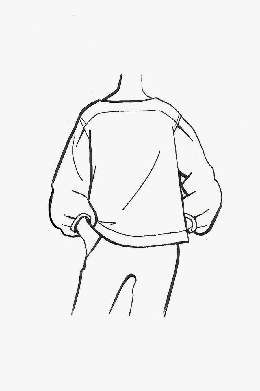 Silk Satin Popover Blouse with Puffy Sleeves - sketch