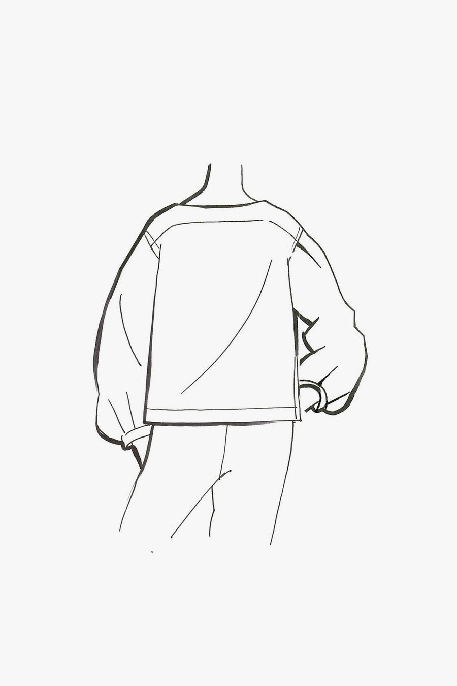 Cotton Popover Blouse with Puffy Sleeves - sketch
