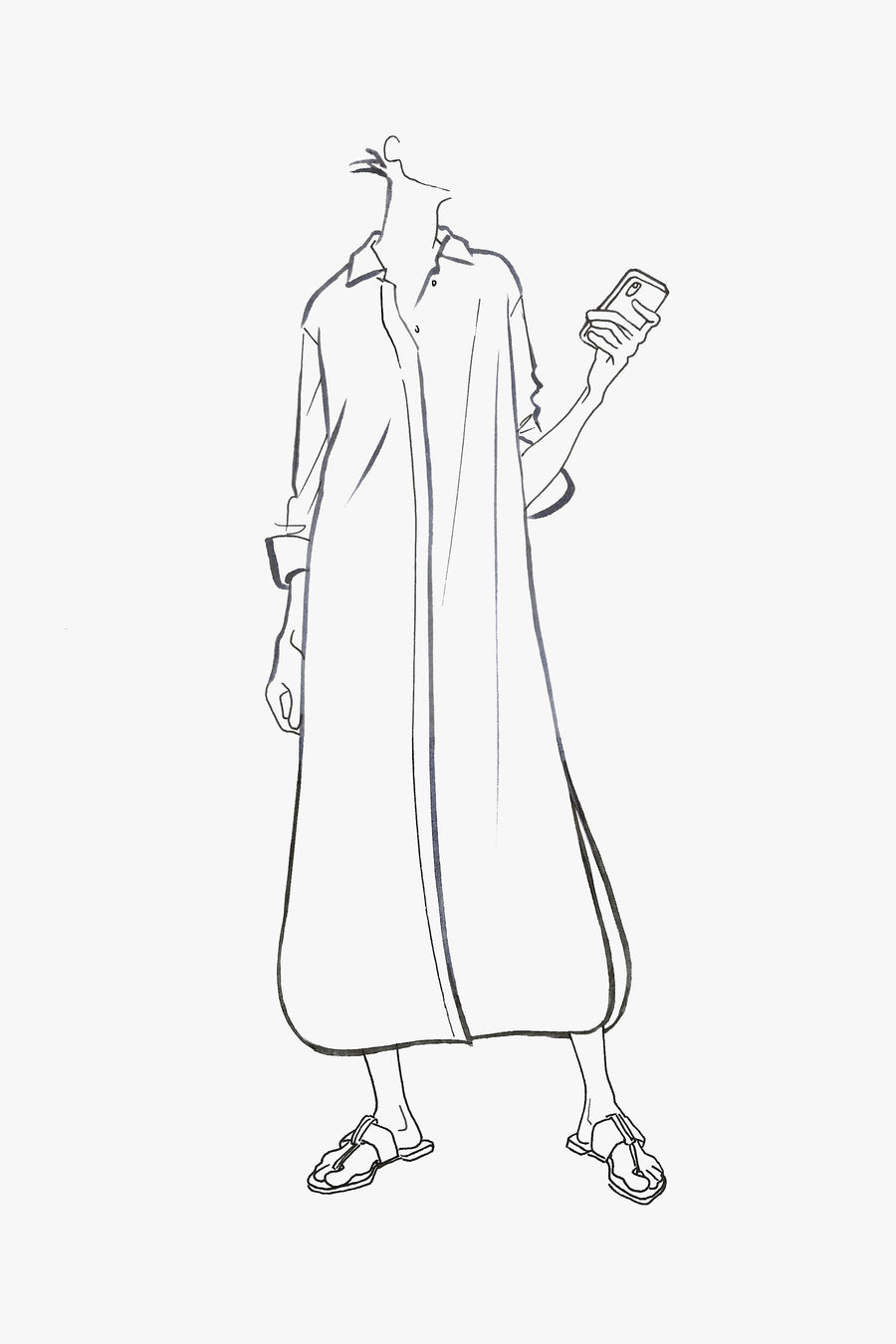Silk Shirt-Dress with Side Slits