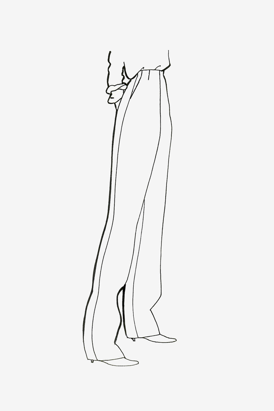 Wool Wide Leg and Mid Waist Pant - sketch