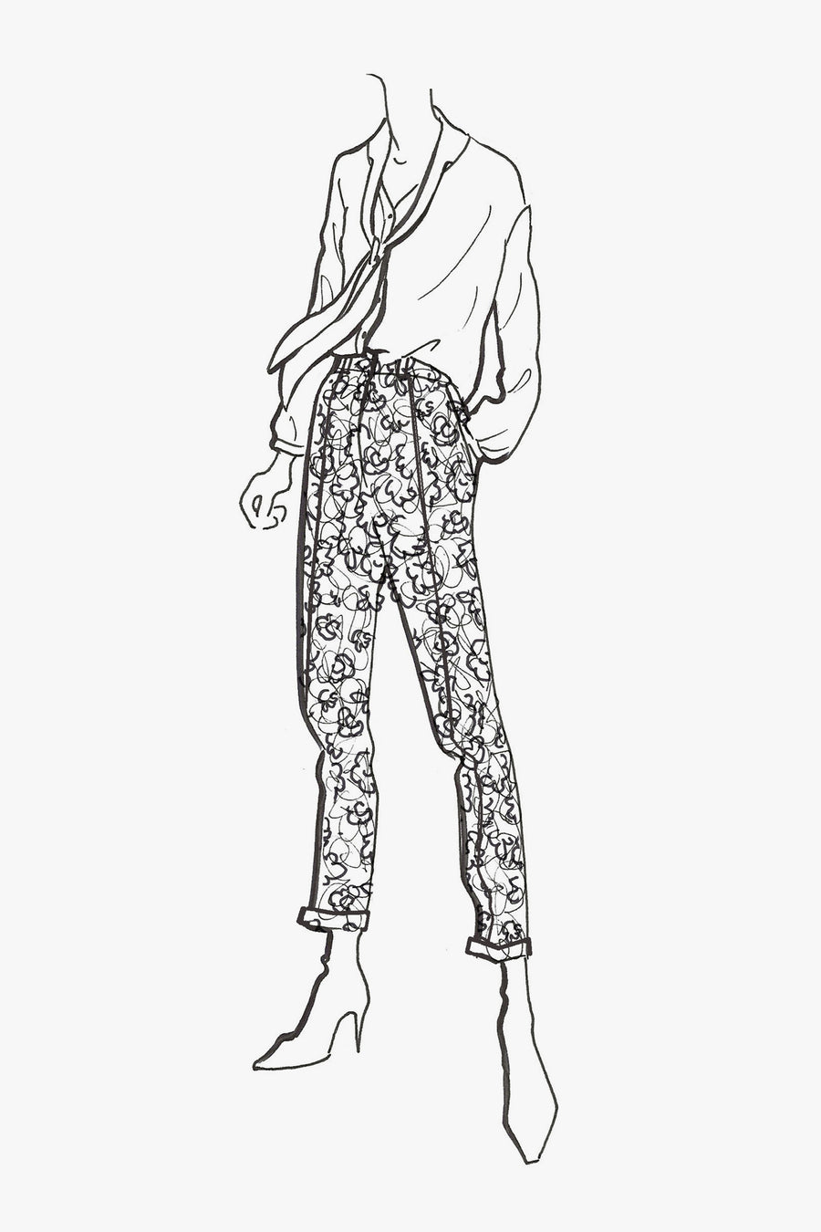 Lace Cigarette Trousers - sketch