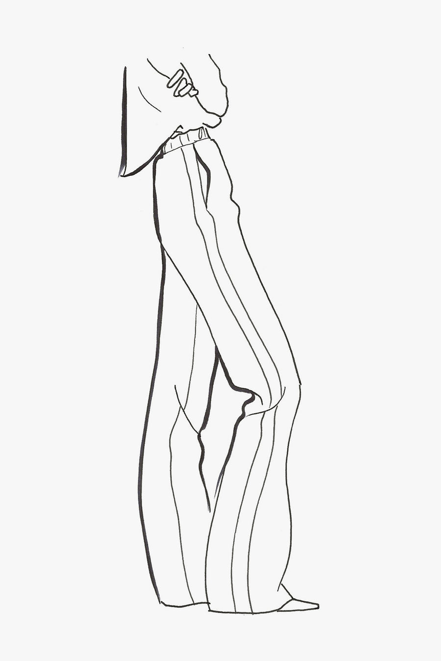 Silk Satin Tuxedo Loungewear Pant - sketch