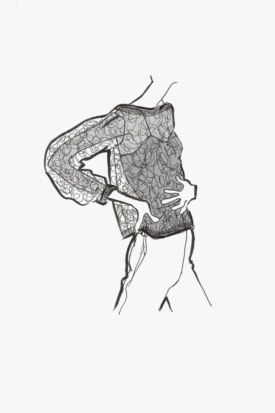 Lace Popover Blouse with Puffy Sleeves - sketch