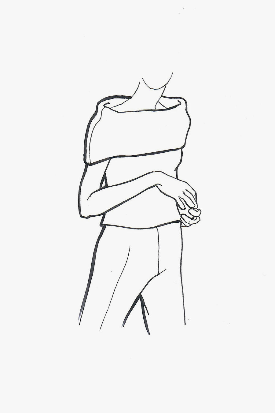 Structured Knit Sleeveless Top with High Collar - sketch