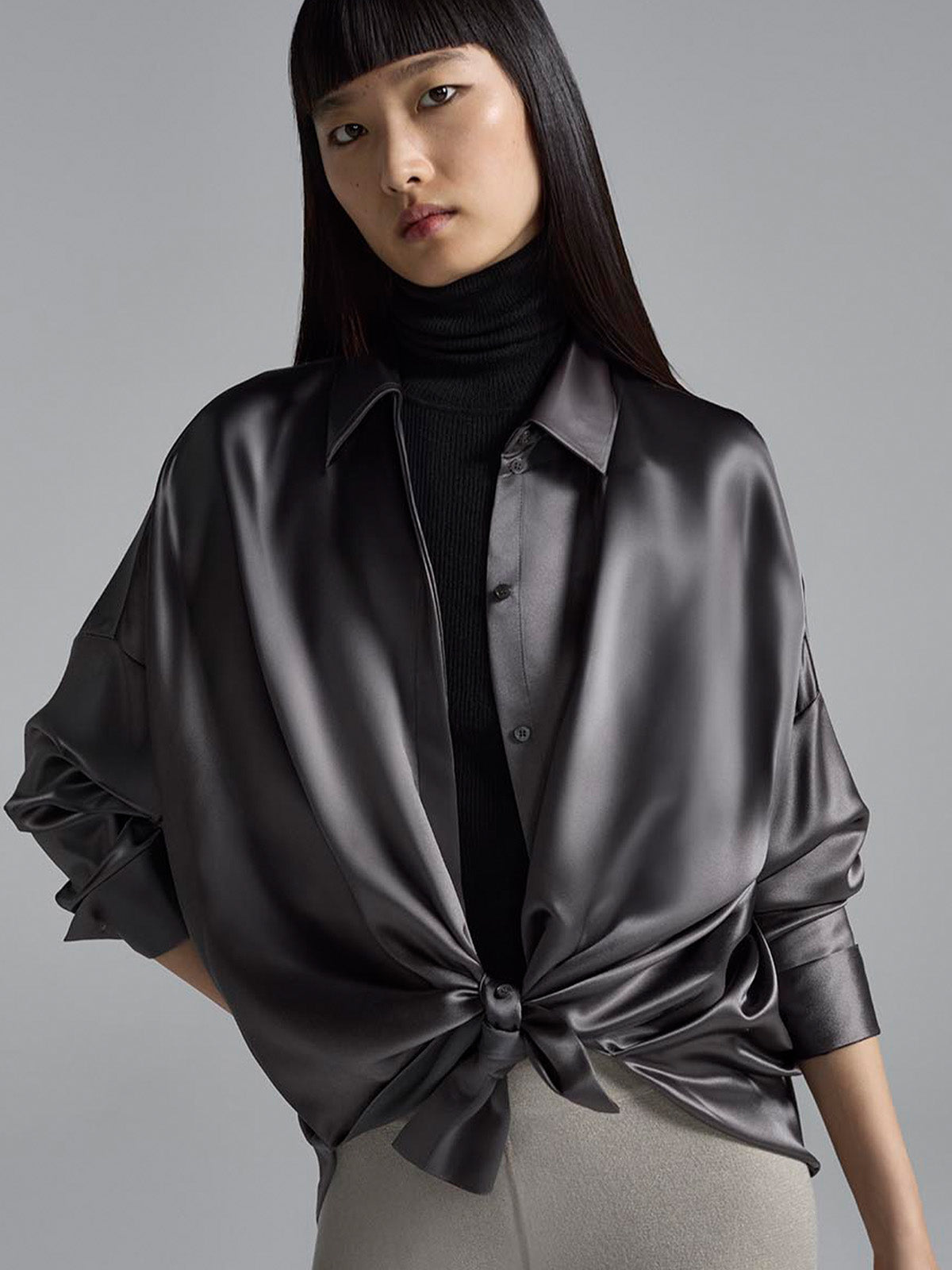 The Oversized Silk Satin Shirt