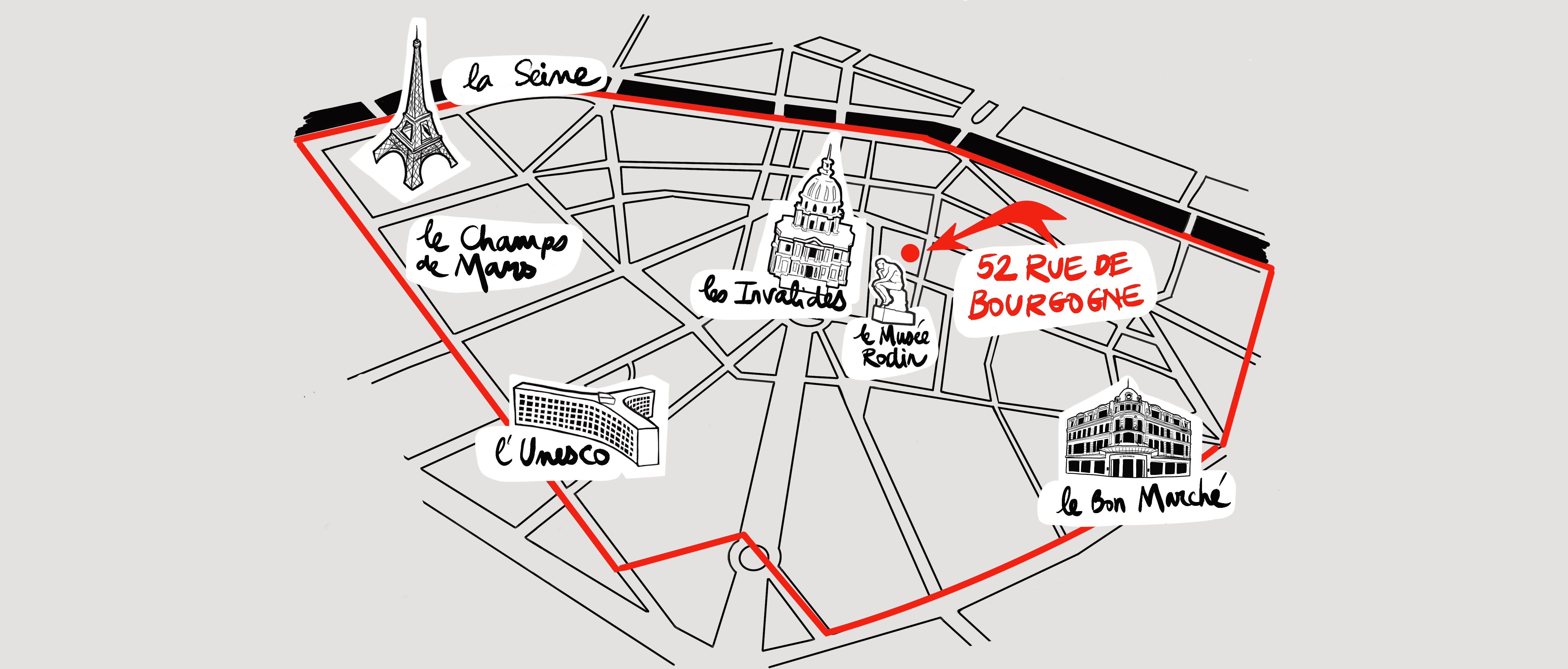 Artistic Sketch of the 7th District of Paris