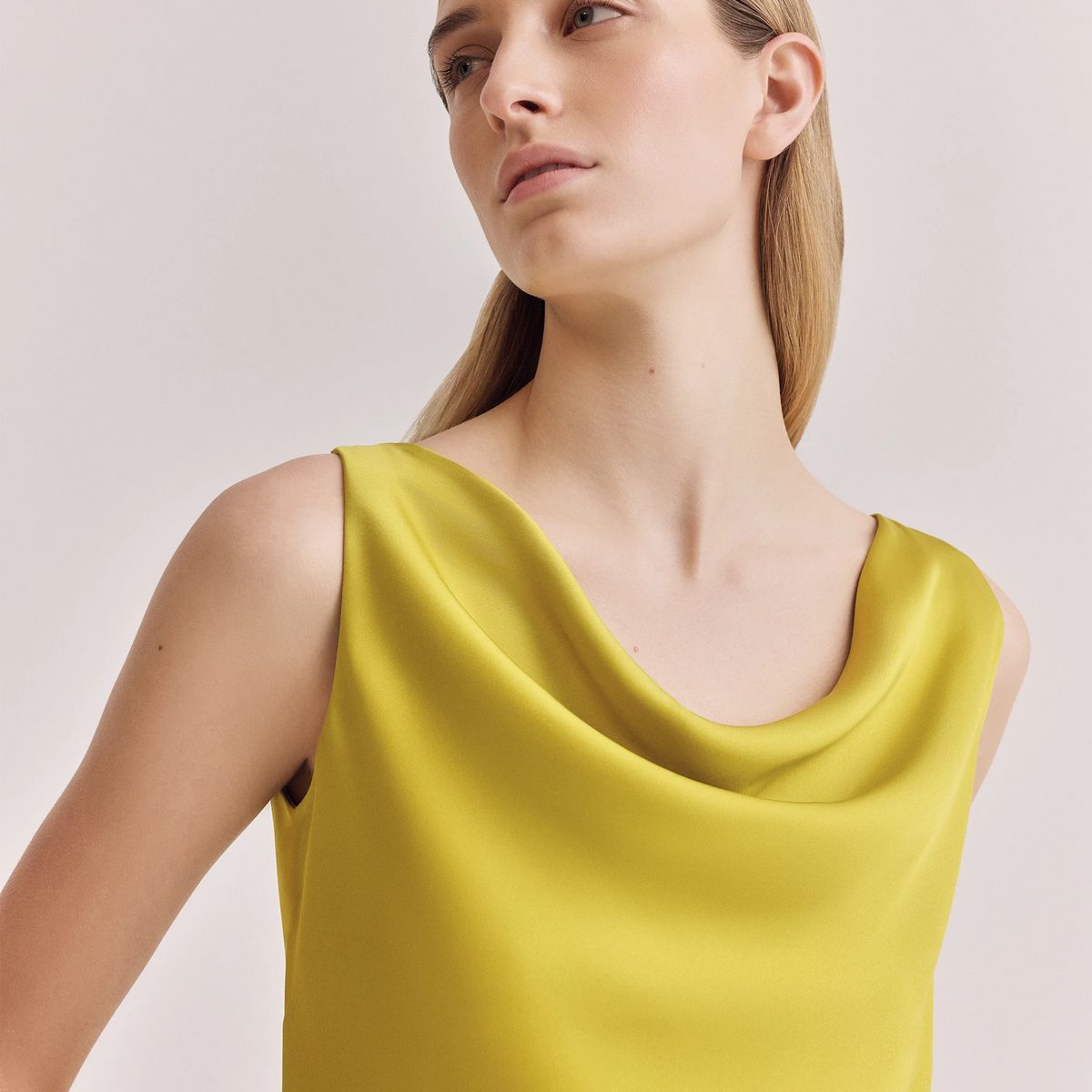 Top N°14 | Silk Satin Sleeveless Drape Neck Top