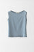 Wool and Silk Sleeveless Pullover Top with Boatneck - blue and grey - fabric details