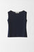 Wool and Silk Sleeveless Pullover Top with Boatneck - midnight blue - front