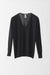 Wool and Silk Blend Pullover with V-Neck and Drop Shoulder - midnight blue - front