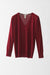 Wool and Silk Blend Pullover with V-Neck and Drop Shoulder - crimson red - front
