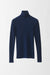 S / Navy / Cashmere ribbed pullover, Turtle neck long sleeves