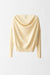 L / Cream / Cashmere pullover, Draped neck long sleeves