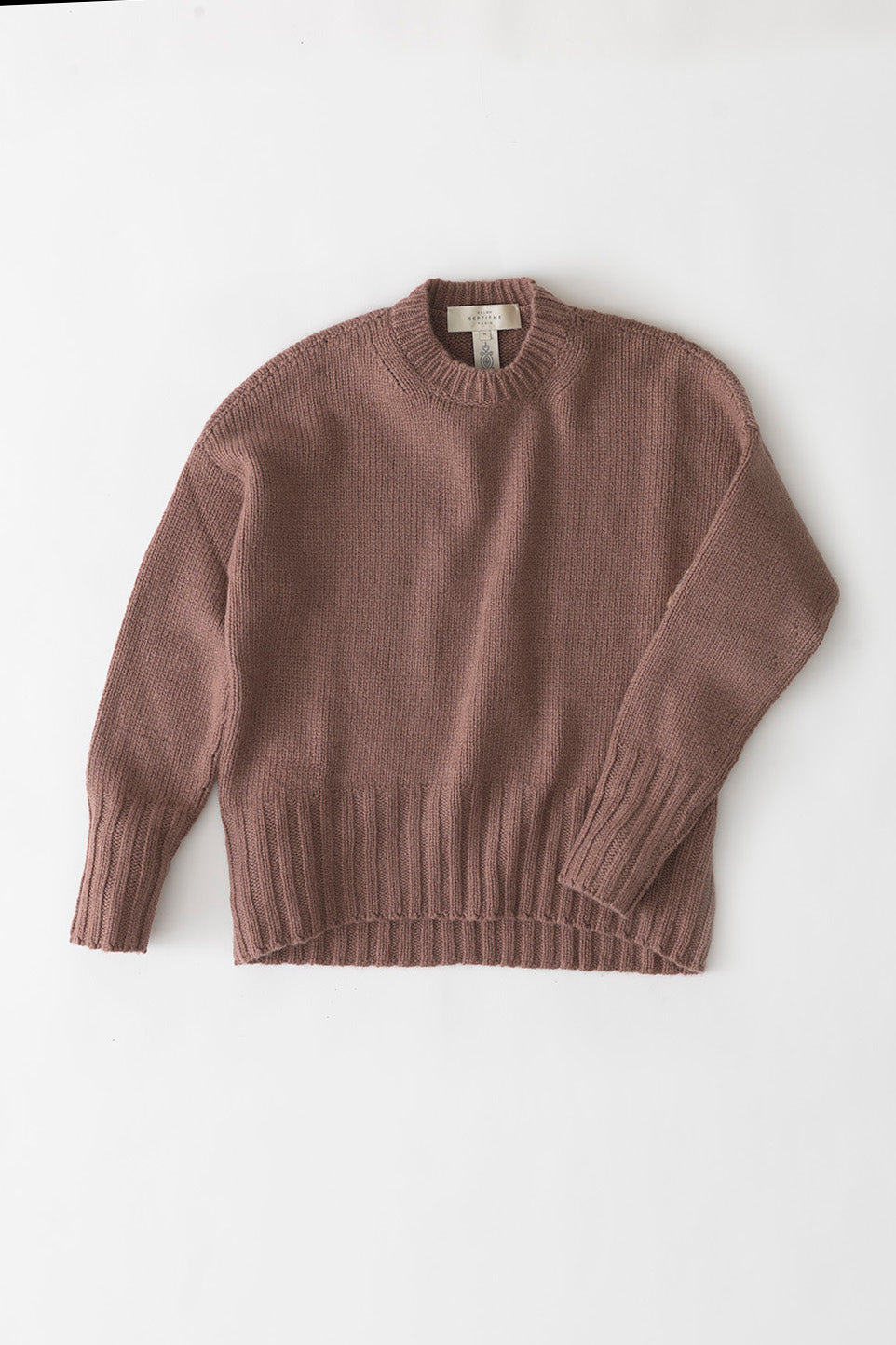 Cashmere Long-Sleeved Pullover with Crewneck - hibiscus - front