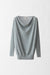 Cashmere Long Pullover with Draped Neck - heather grey - front