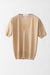 Wool and Silk Blend Pullover with Short Sleeves and V-Neck - camel - front