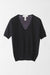 Wool and Silk Blend Pullover with Short Sleeves and V-Neck - black - front