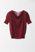 Cashmere and Silk Blend Pullover with Short Sleeves and Draped Neck - crimson red - front