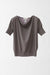 Cashmere and Silk Blend Pullover with Short Sleeves and Draped Neck - light brown - front