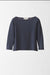 Wool and Silk Blend Pullover with 3/4 Sleeves and Boatneck - charcoal - front
