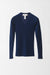 S / Navy / Cashmere ribbed pullover, V neck long sleeve