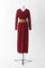 S / Crimson Red / Knit dress long V neck