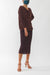 Cashmere Long Pullover with Draped Neck - deep burgundy - worn