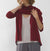 Wool and Silk Knit Snood - crimson red - worn