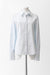 Cotton Collared Shirt with French Cuffs - cyan white - front