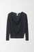 Cashmere Long Sleeved Pullover with Draped Neck  - black - front