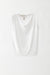 S / Dusty White / Cashmere and silk knit top, Draped neck sleeveless